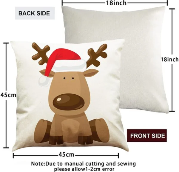 Unyqoos® Set van vier feestelijke kussenhoezen met kerstpatronen voor gezellige decoratie