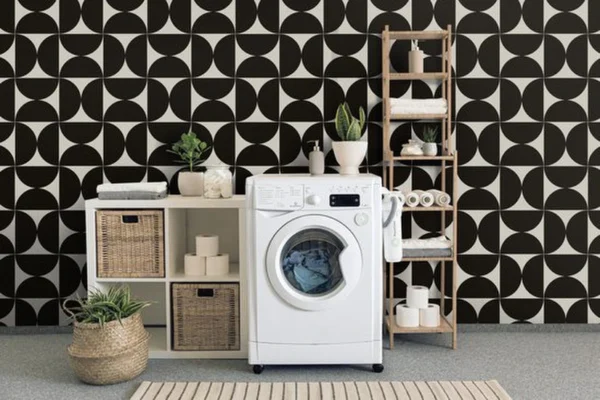 P-87213587368799-20260405114610.webp Unyqoos® Donkerbruin en grijs zelfklevend behang met geometrisch patroon, waterdicht en verwijderbaar 44 cm x 10 m