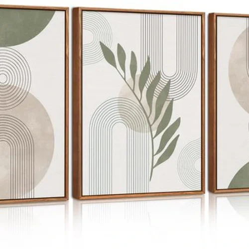 Unyqoos® Abstracte Botanische Canvas Kunstset met Lijst voor Moderne Interieurs