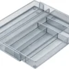 P-87213587407770-20260406095914.webp Unyqoos® Uittrekbare zilverkleurige metalen bestekbak voor georganiseerde keukenlades