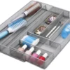 P-87213587407778-20260406095938.webp Unyqoos® Uittrekbare zilverkleurige metalen bestekbak voor georganiseerde keukenlades