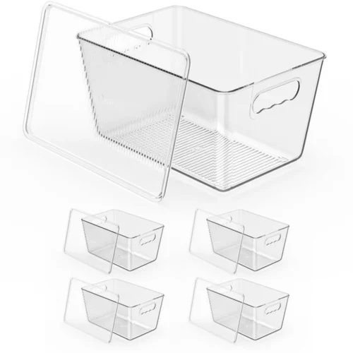 Unyqoos® Doorzichtige stapelbare opbergdozen voor koelkast en keuken, set van 4 stuks