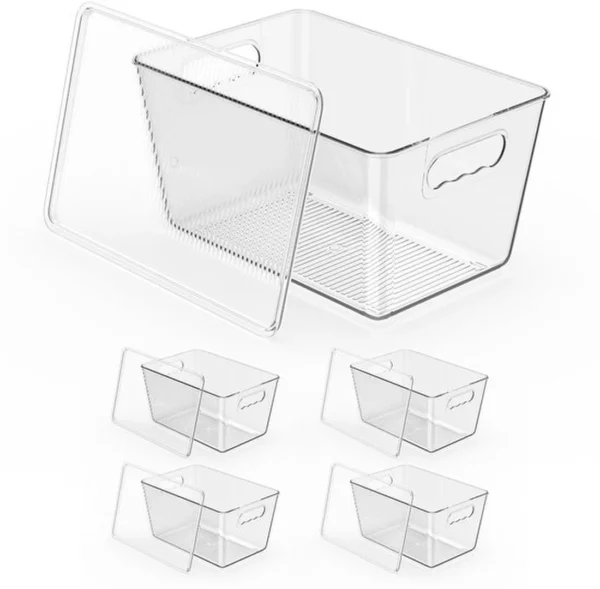 Unyqoos® Doorzichtige stapelbare opbergdozen voor koelkast en keuken, set van 4 stuks