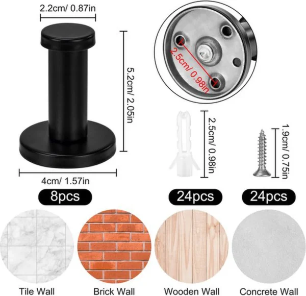 Unyqoos® Zwarte roestvrijstalen wandhaken set voor kleding en decoratie