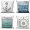 Unyqoos® Set van 4 decoratieve kussenslopen met maritieme prints voor bank of bed