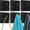 Unyqoos® Set van 6 zelfklevende zwarte haken voor keuken en badkamer zonder boren