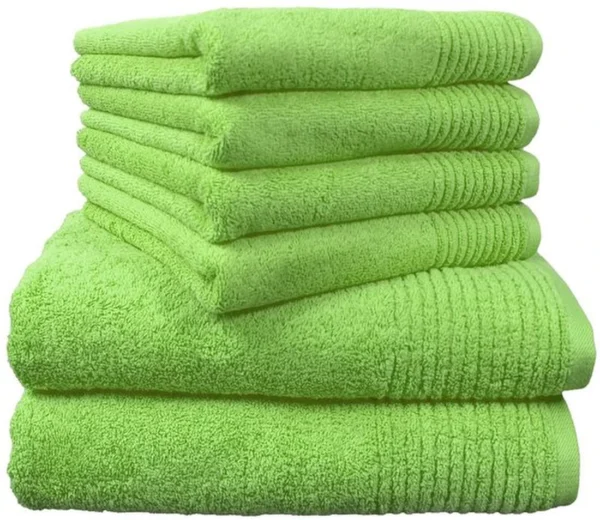 P-87213588904650-20260405182605.webp Unyqoos® Zesdelige set van luxe katoenen handdoeken in moderne appelgroene kleur
