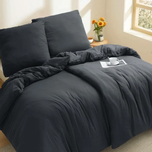 Unyqoos® Complete 5-delige beddengoedset van microvezel in donkergrijs voor optimaal slaapcomfort