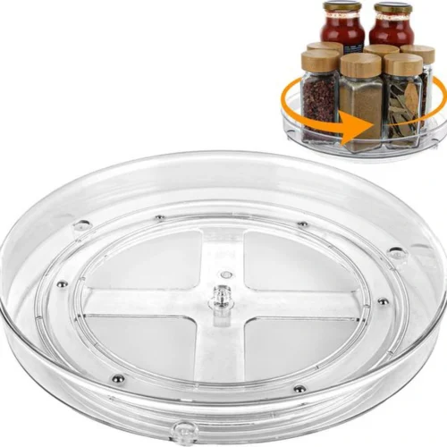 P-87213589225240-20260406095530.webp Unyqoos® Transparant draaiplateau voor organisatie in koelkast en keuken 23,5 cm