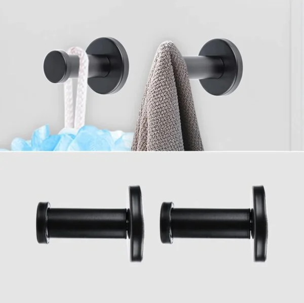 P-87213589306355-20260406120648.webp Unyqoos® Set van 8 zwarte roestvrijstalen wandhaken voor diverse ruimtes