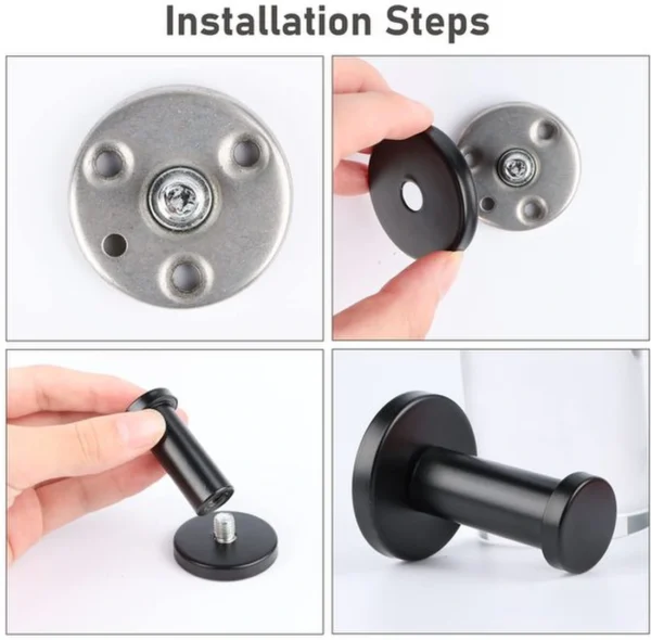 P-87213589306356-20260406120656.webp Unyqoos® Set van 8 zwarte roestvrijstalen wandhaken voor diverse ruimtes