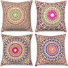 P-87213589338580-20260406112034.webp Unyqoos® Set van 4 kleurrijke boho-kussenslopen met mandala en bloemenmotief