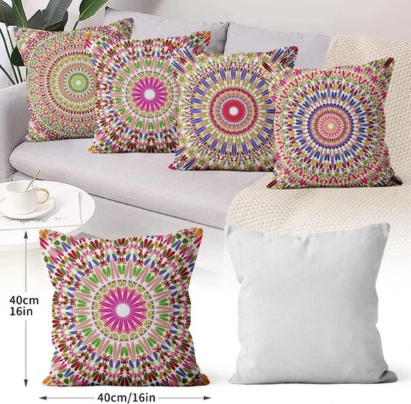 P-87213589338583-20260406112039.webp Unyqoos® Set van 4 kleurrijke boho-kussenslopen met mandala en bloemenmotief