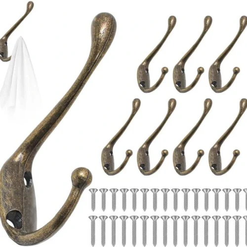 P-87213589458510-20260406120720.webp Unyqoos® Set van 8 Vintage Bronzen Dubbele Wandhaken voor Diverse Ruimtes