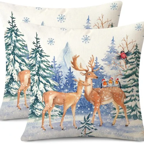 P-87213589662830-20260406112327.webp Unyqoos® Set van 2 decoratieve kerstkussenhoezen voor een feestelijk interieur