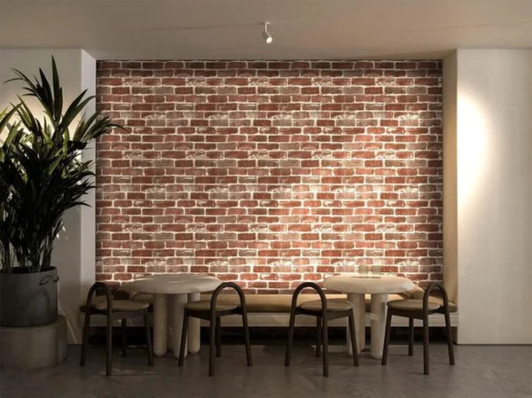 P-87213589686764-20260405114352.webp Unyqoos® Vintage zelfklevend bakstenen behang voor muren en meubels in grijs en rood