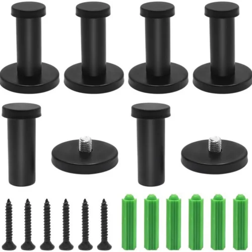 P-87213589862500-20260406121027.webp Unyqoos® Set van zes ruimtebesparende mat zwarte haken voor badkamer en keuken