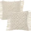 Macramé Kussenhoes, Decoratief Kussen, 45 x 45 cm, Set van 2, Boho Kussen, Beige voor Sofa, Woonkamer, Slaapkamer, Vintage Kussenhoes, 100% Katoen