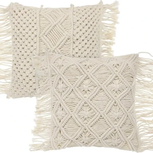 P-89983394584130-20260406112200.webp Macramé Kussenhoes, Decoratief Kussen, 45 x 45 cm, Set van 2, Boho Kussen, Beige voor Sofa, Woonkamer, Slaapkamer, Vintage Kussenhoes, 100% Katoen